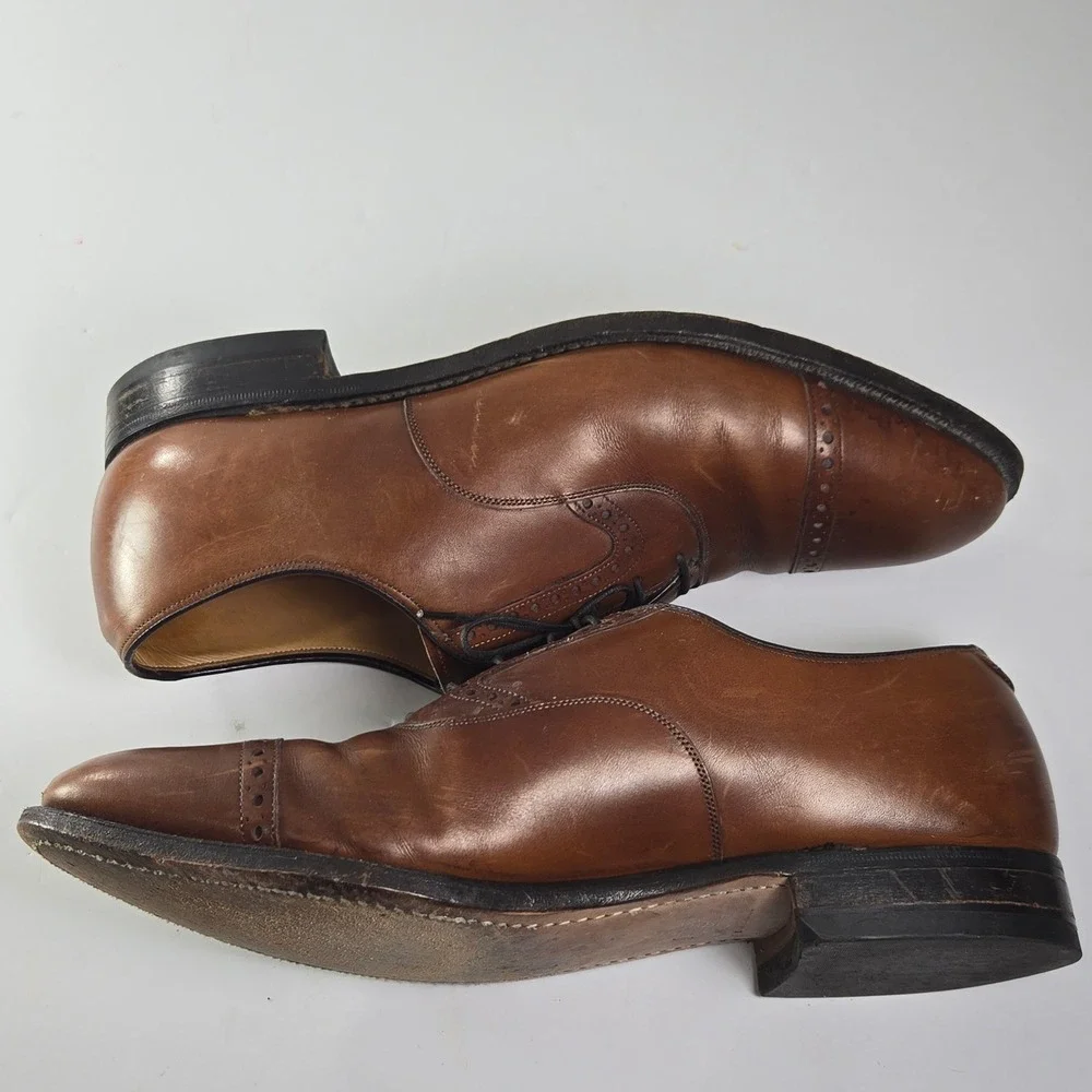 Johnston Murphy Heritage Cap Toe Oxfords‎ Brown Leather Men's Dress Shoes 9.5
